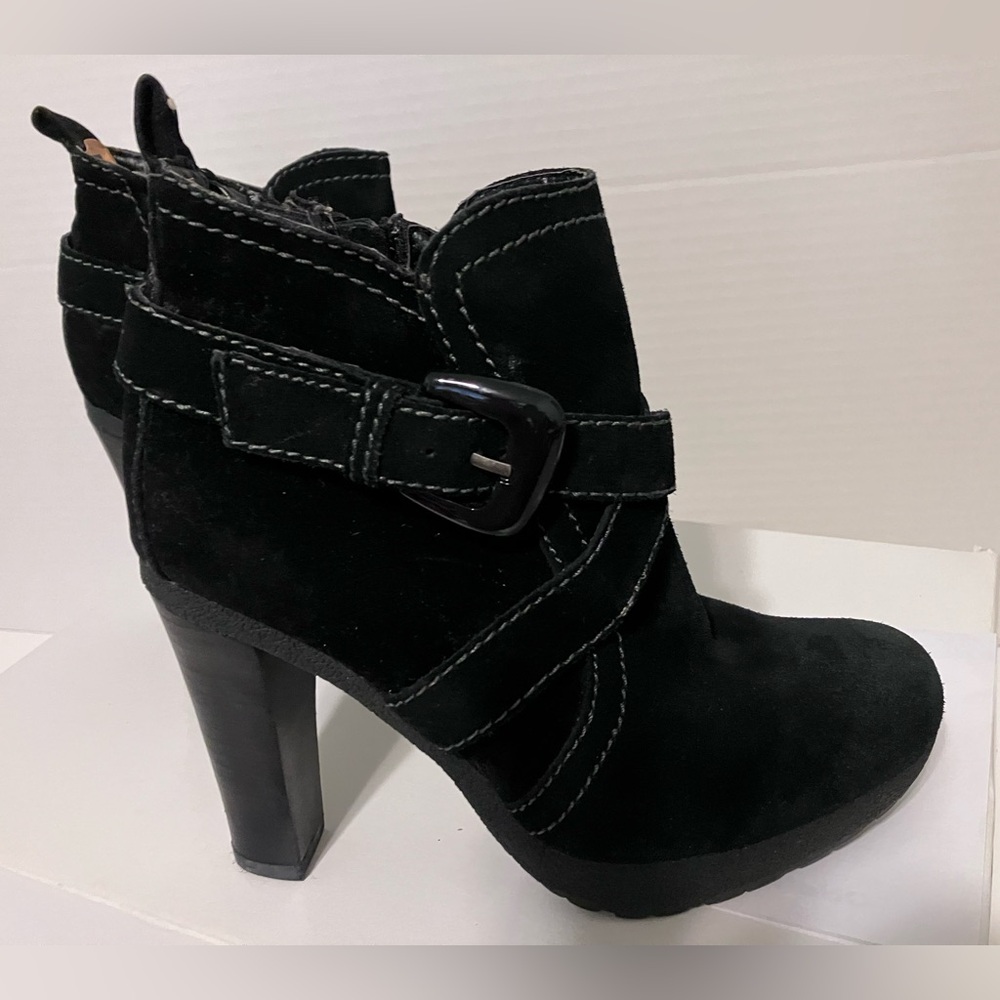 Dollhouse Black Ankle Booties with Buckle Detail